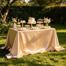 1pc Rectangular Satin Tablecloth 145*180cm/145*260cm Smooth Fabric Table Cover, Suitable For Wedding Party Dining Table, Wedding Reception, Banquet And Party (Multiple Colors Available) - 1PC - View 2