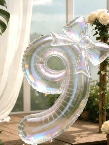 2pcs/Set 100cm Large Colorful Transparent Number Balloons With 24-Inch Colorful Bow Balloons, Vibrant Birthday Decoration Balloons, Suitable For Birthday Party, Outdoor Events, Anniversary, Holiday, Banquet Celebration, Background Wall Decoration - Transparent Version - View 9