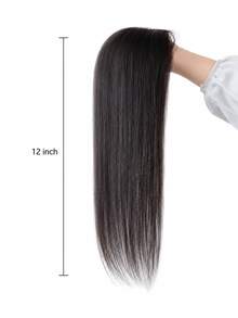 Women's 12 Inch 100% Human Hair Topper, Color S1B Natural Black Clip-In Hairpiece, 3*4 Inch Mesh Base With 3 Anti-Slip Clips, Natural Scalp Part, Breathable Lightweight Hair Topper For Thinning Hair, Daily Wear Seamless Volume & Coverage - Natural Black - View 4