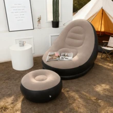 New Inflatable Plush Sofa, Foldable Slouchy Footrest Sofa Bed, Portable Outdoor Lounge Chair With Footstool, Hot-Selling Style - Multicolor - View 6