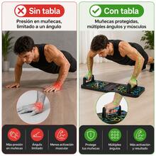 Tabla de Flexões Multifuncional Dobrável, Push Up Board com Sistema de Treino por Zonas de Cor, Suporte para Flexões Antiderrapante com Proteção de Pulso, 20+ Modos de Exercício para Peito Ombros Costas e Tríceps, Equipamento de Fitness Portátil para Casa, com/sem Bandas de Resistência - Excluindo a corda de tensão - Ver 4