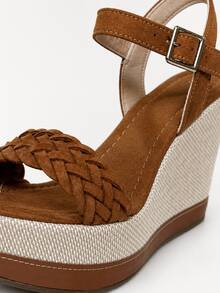 Wedge Sandal High Heel 11cm Blogger With Platform And Comfortable - Camel - View 4