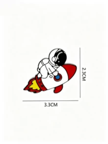 1pc Astronaut Rocket Lapel Pin, Cute Cartoon Galaxy Unisex Badge, Backpack Jacket Hat Decoration, Street Style Accessory - Astronaut Type a - View 8