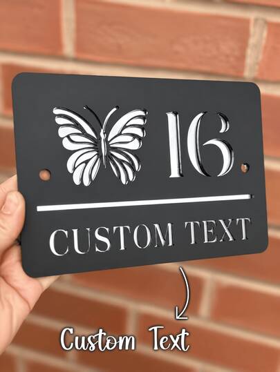 Customized Personalized Acrylic Address Card, Butterfly Pattern Door Number, Outdoor Wall Decoration, Suitable For Front Doors, Porches, Gardens, And Entrances, Gifts For Her, Housewarming Gifts, Summer Room Decoration