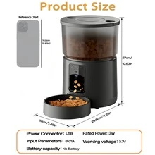 3L Large Capacity Automatic Cat Food Dispenser, Smart Pet Feeder With Camera, Supports APP Remote Control, USB Cable Powered, No Plug Included, Suitable For Small To Medium Pets Remote Control Cat And Dog Food Dispenser, Suitable For Daily Scheduled Pet Feeding - 3L - View 8