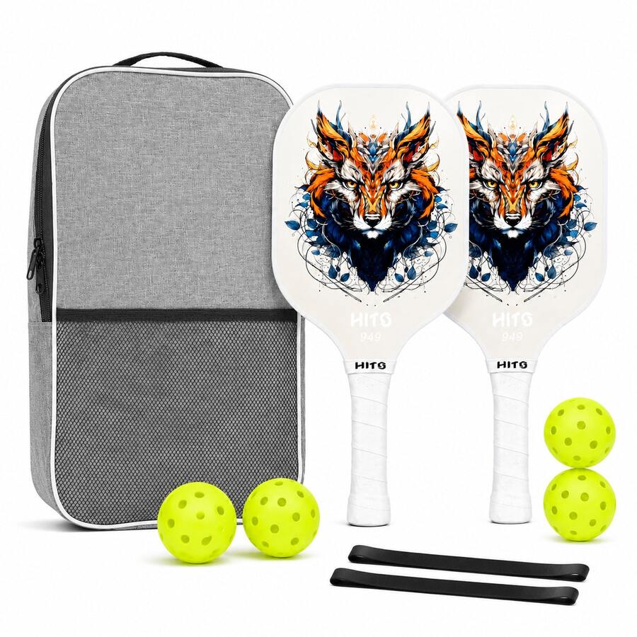 Set Raket Pickleball Intensitas Tinggi Profesional HITS: 2 Raket + 4 Bola + 2 Ikat Kepala + 1 Tas Bola - Putih - View 1