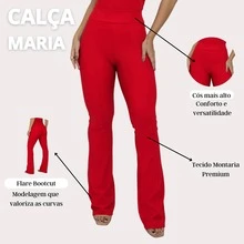 Calça Flare Feminina Montaria Premium Bootcut Elegante - Vermelho - Visão 6