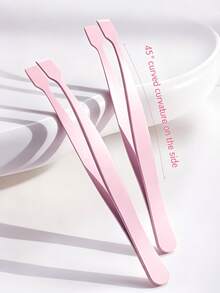 2pcs Stainless Steel Flat Head Eyelash Tweezers Set, Eyelash Curler & Lower Lash Curler, Non-Stick Precision Eyelash Extension Tools, Essential For Women, School & Travel - Multicolor - View 6
