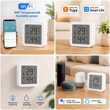 RSH 1 pieza Sensor inteligente de temperatura y humedad Tuya, conectado directamente por WIFI, la temperatura y humedad inteligentes pueden monitorear el entorno en tiempo real, ajustable en Celsius & Fahrenheit, compatible con el asistente Alexa, control de la aplicación Tuya Smart Life. - RSH-TH03 - Ver 11