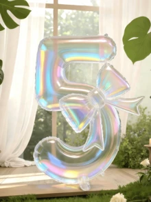 2pcs/Set 100cm Large Colorful Transparent Number Balloons With 24-Inch Colorful Bow Balloons, Vibrant Birthday Decoration Balloons, Suitable For Birthday Party, Outdoor Events, Anniversary, Holiday, Banquet Celebration, Background Wall Decoration - Transparent Version - View 15