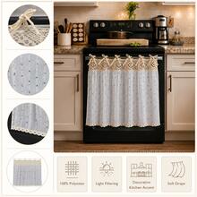 Farmhouse Crochet Lace Oven Door Curtain Cover With Tie-Up Bows, Rustic Kitchen Appliance Cover, Decorative Dust Protector For Stove & Oven Front,30 X 21.3 Inch - Multicolor - View 8