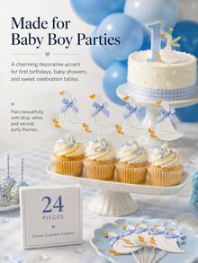6/12 peças Toppers de Cupcake Divertidos de Ganso Azul & Rosa, Adequados para Chá de Bebé, Festa de Aniversário, Decorações de Festa de Revelação de Género e Mais. - Multicolorido - Ver 7