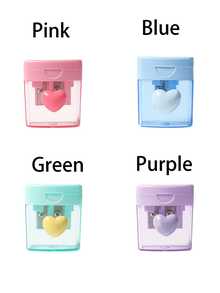 1/2pcs Macaron Color Pencil Sharpener, Heart Decorated Pencil Sharpener, Transparent With Lid Pencil Sharpener, Macaron Color, Pencil Sharpener, Rotating Pencil Sharpener, Transparent With Lid Pencil Sharpener, Back To School Essential, Gift For Family And Friends, Back To School Essential, Teacher Gift - Multicolor - View 8