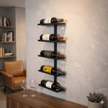 Adega de Parede Minimalista Estilo Premium para 5 Garrafas - Preto - Visão 13
