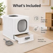 KINGWOOD Large Enclosed Cat Litter Box, 51x38x39cm, Spacious Top Entry Design, Sealed Odor-Proof And Splash-Proof, Deep Drawer Easy To Clean, No Electricity Required, Foldable Plastic Cat Litter Box, Suitable For Large Cats - 51*38*39cm - View 7