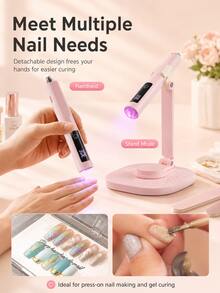 Linterna UV Magnética 3 en 1 para Uñas, Imán de Ojo de Gato Integrado y Luz de Curado. Lámpara de Uñas Portátil de Mano Mini, Imán de Ojo de Gato Incorporado, Curado Rápido de 8s, 2 Modos de Temporizador, Recargable Tipo-C de 180mAh, Con Soporte Giratorio, Adecuada para Arte de Uñas en Casa y Viajes, Regalo de Arte de Uñas para Regreso a la Escuela - Multicolor - Ver 5