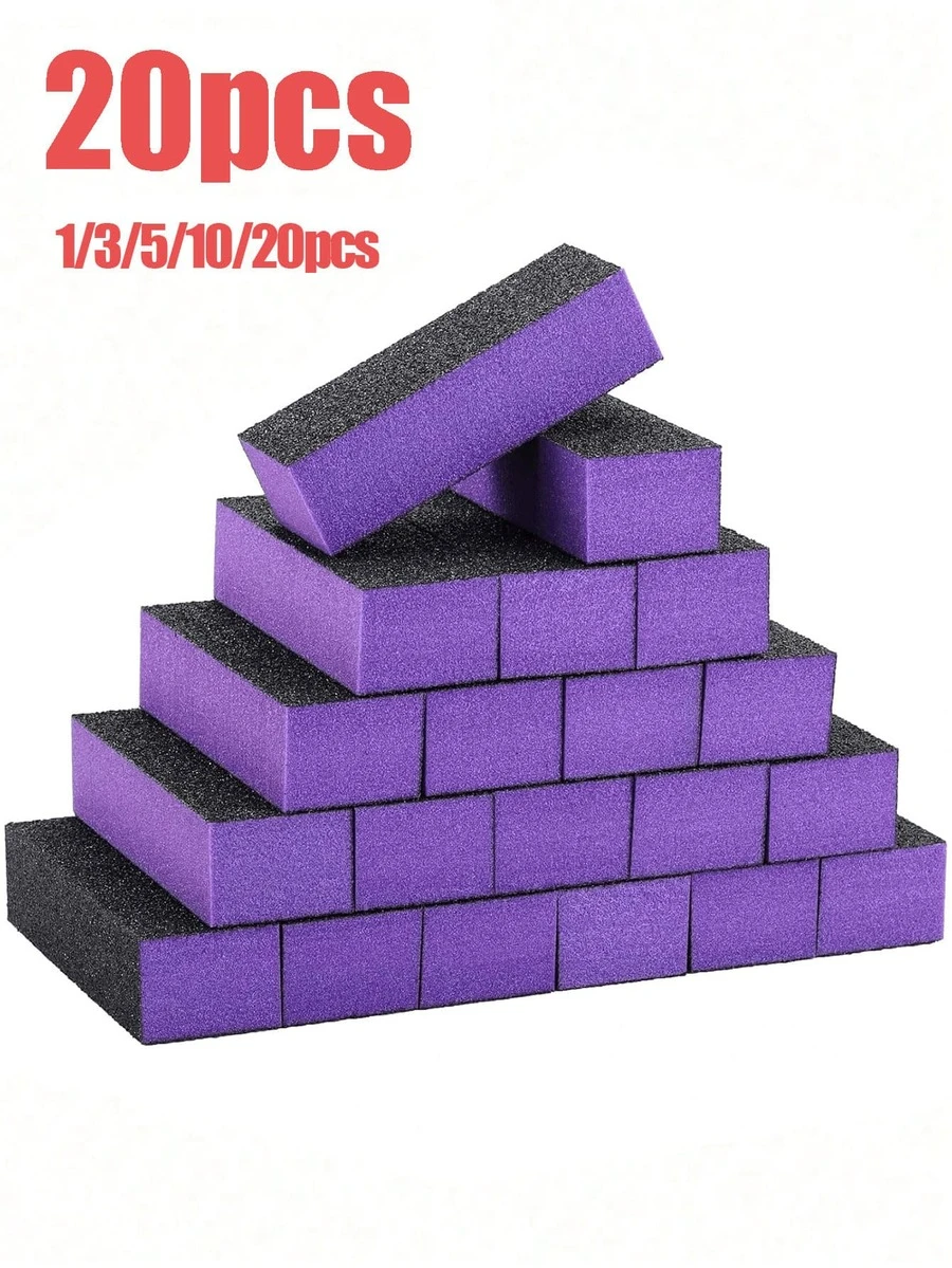 1件/3件/5件/10件/20件指甲拋光塊,中/細粒度100/180拋光塊,適用於壓克力指甲凝膠指甲油,3向專業足部美甲手部美甲拋光套裝 - 彩色 - 查看 1