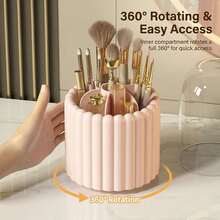 1pc Rotating Makeup Brush Holder Storage Box, Large Capacity Cosmetic Organizer, Multi-Functional Student Stationery Pen Holder, Detachable Desktop Makeup Brush Storage Tube, Vanity Storage Rack, Women's Gift, Back To School, College Dorm Essentials, Apartment Must-Haves, Room Decor - Multicolor - View 2