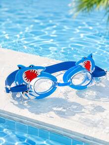 Children's 3D Cartoon Swimming Gear Set | 3D Shark/Dinosaur Anti-Fog Goggles + Cartoon Swim Cap + Waterproof Storage Bag | Includ, First Day Of School - Blue - View 3