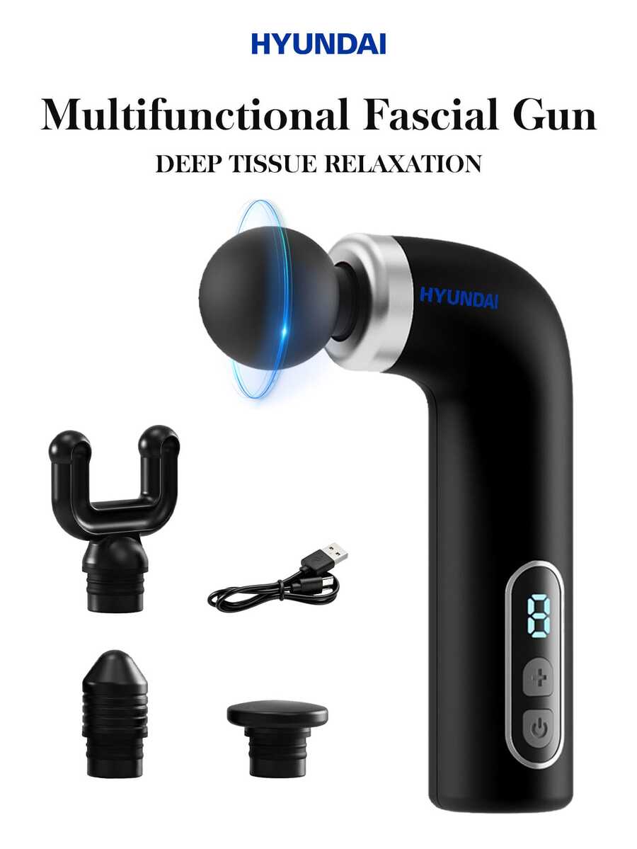 HYUNDAI Wireless Handheld Back Massager - Quiet - Full Body Massage Device Suitable For Women, Sports Recovery And Deep Relaxation - Black - View 1
