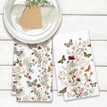 2pcs Minimalist Watercolor Plant & Butterfly Pattern Kitchen Towels, Soft Polyester Dish Cloths, Suitable For Kitchen Decor, Kitchen Cleaning, Holiday Party Decoration, Kitchen & Bathroom Supplies, Home Essentials, Home Decor, Housewarming Gift - Multicolor - View 8