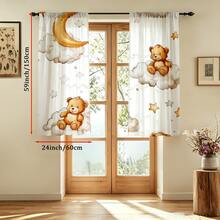 2pcs Dreamy Teddy Bear & Cloud Sheer Curtains - 100% Polyester Semi-Transparent Rod Pocket Curtains For Bedroom, Living Room, Kitchen And Study - Machine Washable Modern Home Decor, Interesting Design, Semi-Transparent Polyester Material - Multicolor - View 13