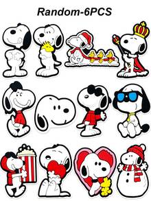 Snoopy Schuh-Charms 12 Stücke/6 Stücke/Zufällig, Cartoon Anime Clogs Schuh-Schnallen, Mode-Schuhdekoration, Taschenzubehör, Hausschuh-Zubehör, Sammelbare Charakter-Charms, Kleine Geschenke für Feiertage und Partys, Tägliche Kombinations-Accessoires - Verschiedenfarbig - Übersicht 7