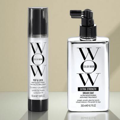Color WOW Extra Strength Dream Coat Anti-Frizz Treatment & Pop + Lock High Gloss Finish For Smooth, Shiny And Humidity-Resistant Hair