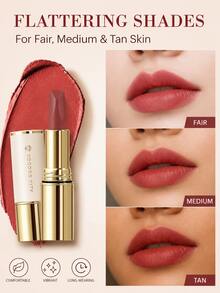 voodoo city Tri-Color Lipstick Matte Lipstick Long Lasting Velvet Lip Color, Smooth Non-Sticky Lip Makeup, High Pigment Nude Red Lipstick For Daily Wear, Office, Date, Party & Travel-02 - 02# - View 4