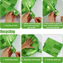 10pcs 18 Inch Green Square Mosaic Theme Party Decoration Aluminum Foil Balloons, Suitable For Game Theme Decoration Balloons - View 5