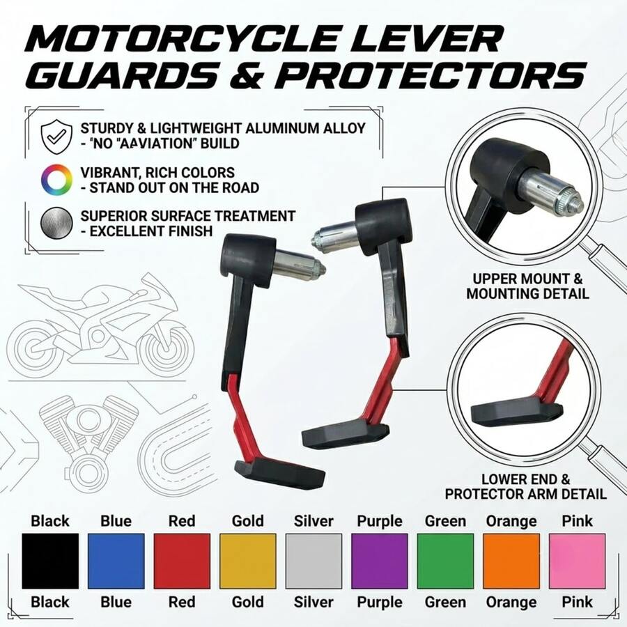 Universal CNC Aluminum Alloy Motorcycle Handlebar Handguards, Anti-Fall Brake Lever Guards & Handlebar End Protectors, Suitable For RC 125 200 250 390 790 1290 Accessories - A - View 1