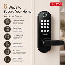 NJTY Smart Fingerprint Door Lock Keyless Entry Deadbolt, Electronic Digital Password Lock With App Control, IC Card & Passcode Unlock, Fast Biometric Recognition Smart Home Security System For Front Door - Multicolor - View 1
