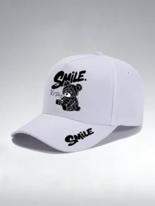 1pc/2pcs "Smile Bear" Letter Pattern Design Printed Unisex Curved Brim Baseball Cap And Crossbody Bag, Street Fashion Outdoor Sports Baseball Cap And Bag, Adjustable, Gift For Yourself Or Friends - Multicolor - View 6
