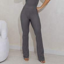 Women's Flare Riding Pants, Premium Bootcut Style, Elegant - 灰色 - 查看 7