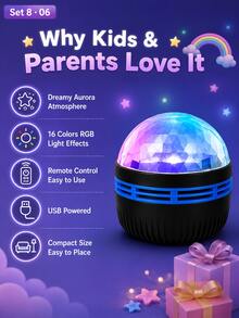 1pc Star & Moon Projection Light, Colorful Starry Sky Moon Projection | Suitable For Bedroom, Living Room, Bedside, Room Decor | USB Powered - Northern Lights - View 5
