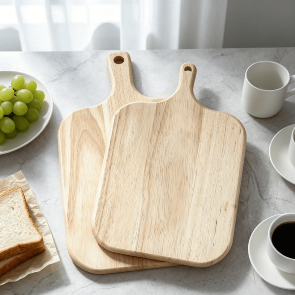 Premium Rubberwood Cutting Board With Handle - Kitchen Cutting Board, Chopping Board, Wooden Cutting Board, Wooden Cheese Board, Charcuterie Board, Large Surface For Serving, Picnic Essential, Perfect For Food, Bread, Fruit, Kitchen Utensils, Kitchen Accessories, Back To School, Halloween