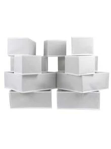 12/6/1pc Set, Minimalist Foldable Fabric Storage Box, Wardrobe Drawer Divider Organizer, Suitable For Underwear, Bras, Bedroom And Home Items Storage, Can Store Various Women's Clothing (Such As White T-Shirts, Black Pants, Winter Apparel, Dresses, Elegant Outfits, White Shirts, Long Sleeve Shirts, White Jumpsuits, Spring Skirts And Summer Tops) - White - View 8
