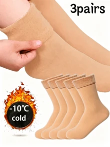 1/3/5 Pairs Women's Mid-Calf Socks, High Elastic Warm Socks, Solid Color Warm Socks, Suitable For Men And Women Daily Wear - Multicolor - View 8
