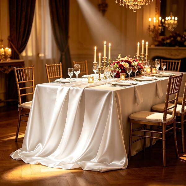 1pc Rectangular Satin Tablecloth 145*180cm/145*260cm Smooth Fabric Table Cover, Suitable For Wedding Party Dining Table, Wedding Reception, Banquet And Party (Multiple Colors Available)