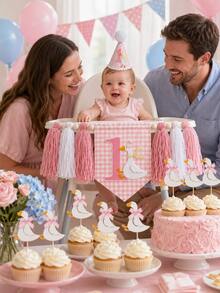 6/12 peças Toppers de Cupcake Divertidos de Ganso Azul & Rosa, Adequados para Chá de Bebé, Festa de Aniversário, Decorações de Festa de Revelação de Género e Mais. - Multicolorido - Ver 4