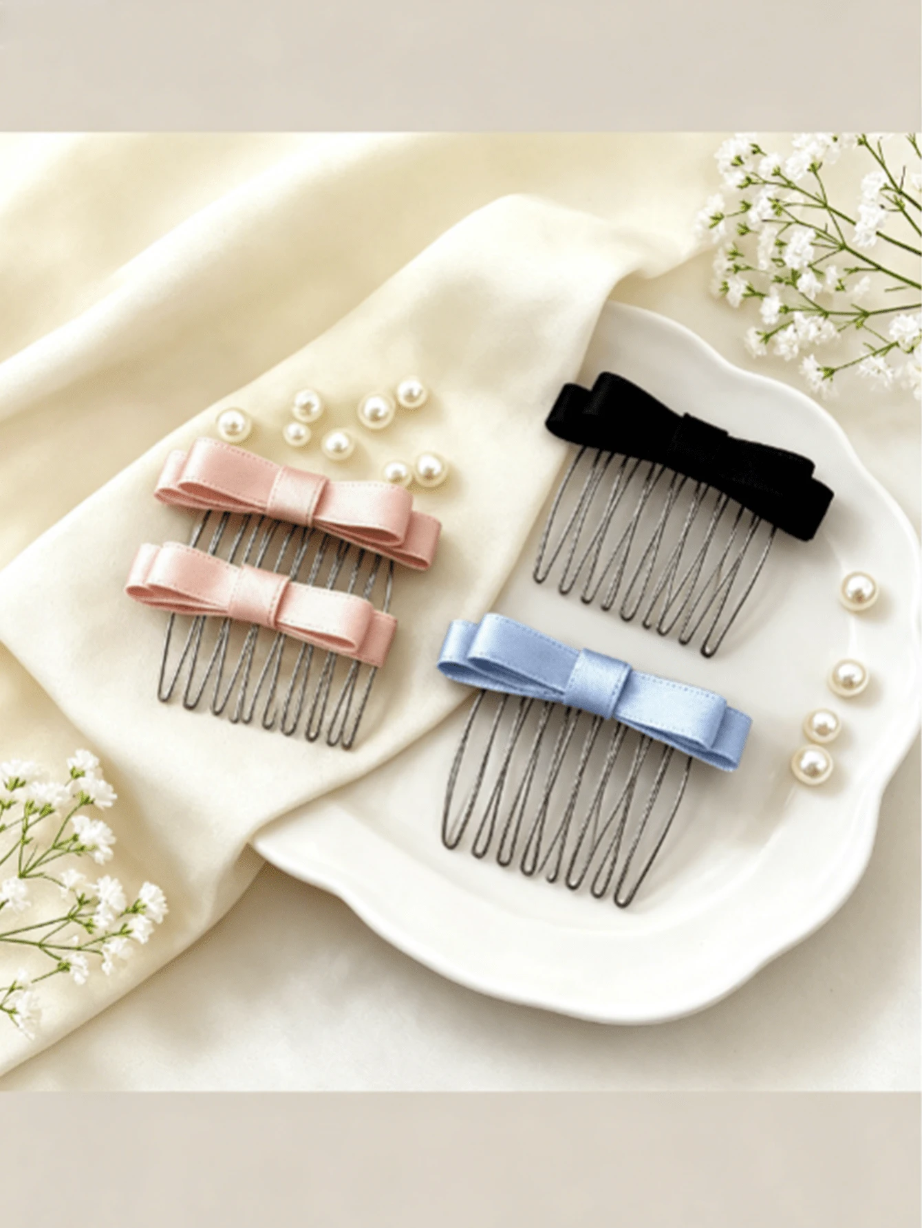 1pc/2pcs Bow Hair Clip, Bangs Clip, Elegant Hair Accessory, Side Bangs Styling Clip, Multi-Functional Comb Hair Clip, Cute Personalized Hair Accessory, Photo Prop, Suitable As Women's Gift, Holiday Gift, Back To School, Hair Accessory, Summer, Travel, Holiday, Party - Multiple - View 1