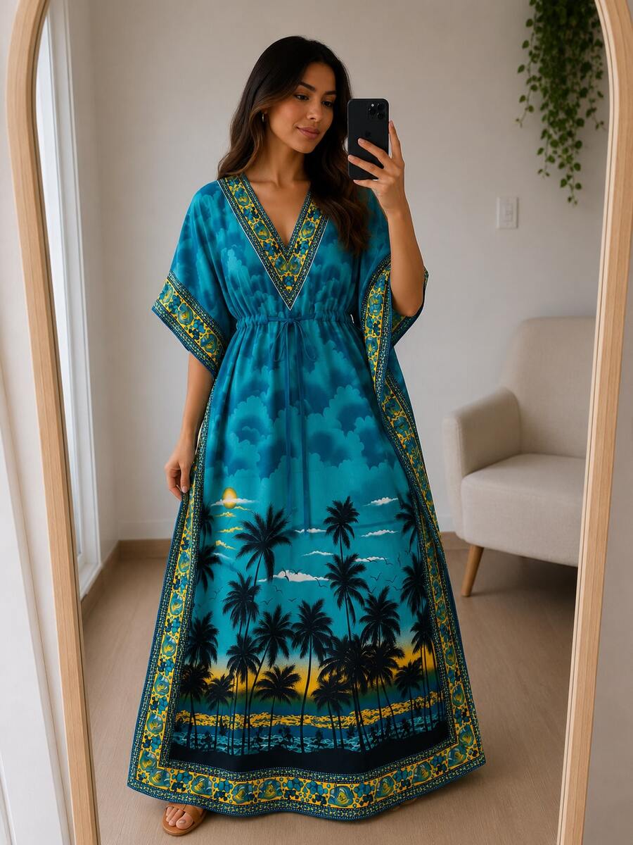 Women Long Dresses - Turquoise - View 1