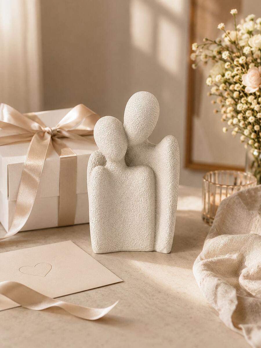 Abstract Family Statue, White Minimalist Hugging Sculpture, Modern Home Decor, Suitable For Bookshelf, Desk And Living Room - Multiple Models 2 - View 1
