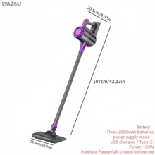 مكنسة كهربائية محمولة 4 في 1، شفط قوي، استخدام رطب وجاف، مكنسة عمودية لاسلكية، شحن USB/Type-C، بطاريات مدمجة 3 * 2000mAh، محمولة وخفيفة الوزن، طاقة طويلة الأمد، سهلة التشغيل والتخزين، قابلة للفصل والدمج متعددة الأوضاع - مناسبة للمنزل والسيارة والأرضيات الخشبية وشعر الحيوانات الأليفة - الأرجواني - مشاهدة 9