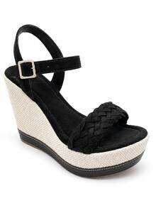 Wedge Sandal High Heel 11cm Blogger With Platform And Comfortable - 黑色 - 查看 3