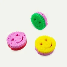 3入微笑臉廚房清潔海綿，不刮傷洗碗刷海綿，可愛多用途清潔墊，適用於碗盤、水槽、鍋子、平底鍋、檯面及居家清潔，隨機配色 - 多色 - 查看 6