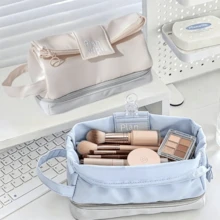 2 Buah Kotak Pensil Lipat Besar Warna Macaron, Tas Organizer Alat Tulis Tahan Air untuk Dibawa, Kantong Pena Ruang Ekstra dengan Penyimpanan Tambahan untuk Kuas Makeup & Perlengkapan Kosmetik untuk Penggunaan Sehari-hari di Sekolah Anak Perempuan - Penyimpanan Kuas Makeup, Kantong Kosmetik Kecil - Beraneka warna - View 10
