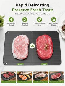 Meat Defrosting Tray - Natural Fast "Magic" Defrosting Board, Quick Defrosting Tray, Frozen Meat Tray, Fast And Convenient Meat Defrosting Tool - Black - View 1