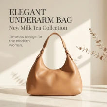 New Latte Underarm Baguette Bag For Women, Large Capacity Crossbody Shoulder Purse, Light Luxury Versatile Commuter Satchel For Dating - Khaki - View 6