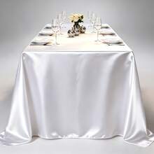 1pc Rectangular Satin Tablecloth 145*180cm/145*260cm Smooth Fabric Table Cover, Suitable For Wedding Party Dining Table, Wedding Reception, Banquet And Party (Multiple Colors Available) - 1PC - View 3